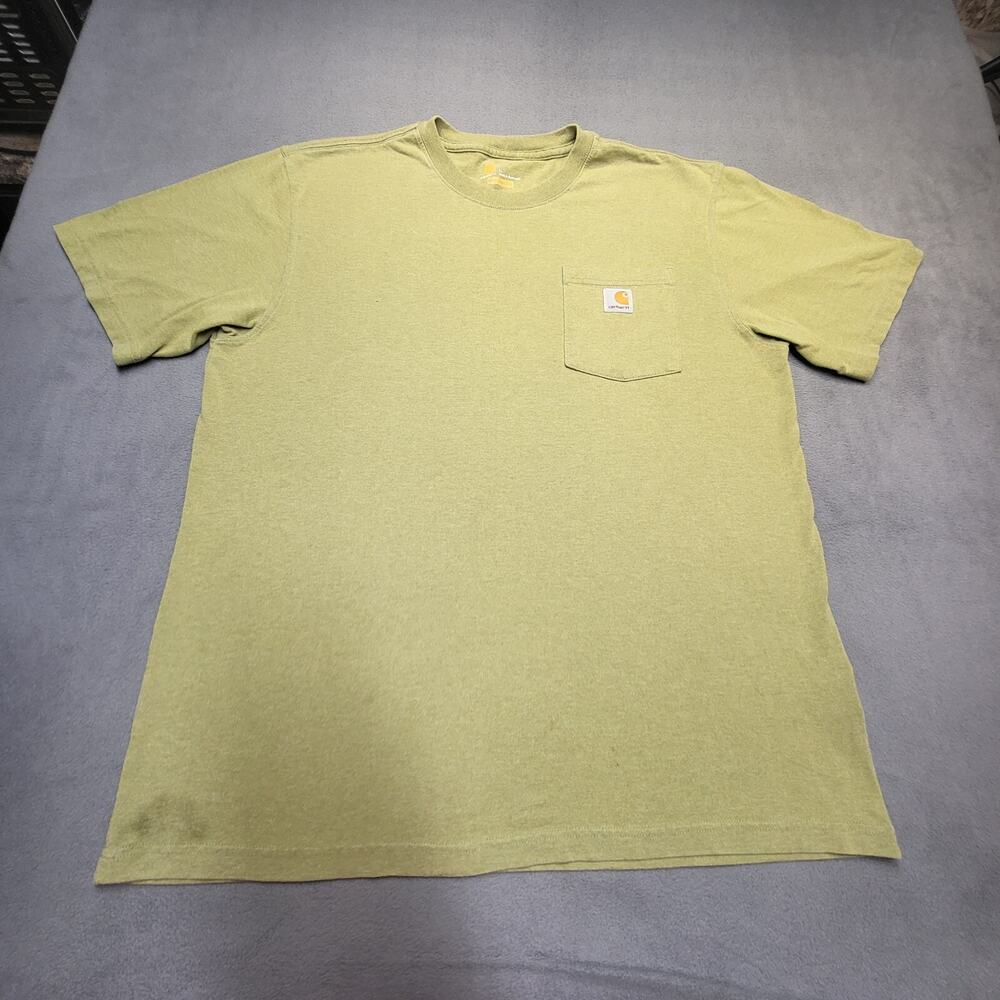 Carhartt Shirt Mens L Green Short Sleeve Crew Neck Pocket Tee Workwear
